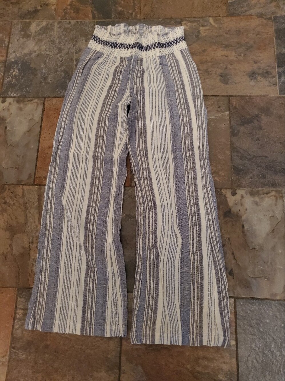 Striped Pants Womens Blie And White Dize Medium Preowned Elastic Waist